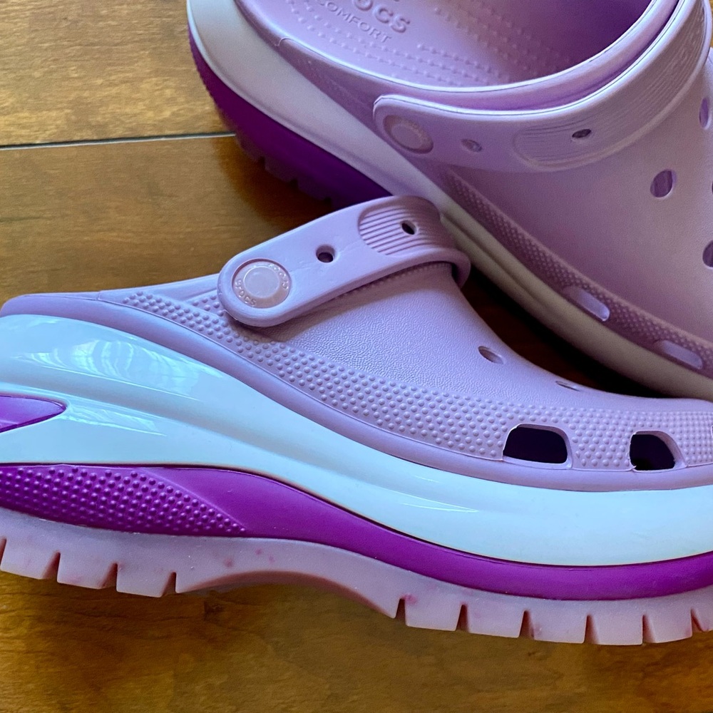 Purple Platform Crocs Mega Crush Clogs - Picture 3 of 4